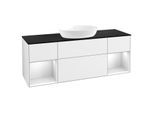 Villeroy und Boch Finion Waschtischunterschrank GD02MTGF 120cm, Abdeckplatte black matt, Emotion, Regale White matt lacquer, Glossy white lacquer