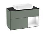 Villeroy und Boch Finion Waschtischunterschrank G662GFGM 100x60,3x50,1cm, Regal rechts Glossy white lacquer, Olive Matt Lacquer
