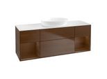 Villeroy und Boch Finion Waschtischunterschrank GD01GNGN 120cm, Abdeckplatte white matt, Emotion, Regale Walnut Veneer, Walnut veneer
