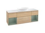 Villeroy und Boch Finion Waschtischunterschrank GD01GMPC 120cm, Abdeckplatte white matt, Emotion, Regale Olive matt lacquer, Oak Veneer
