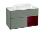 Villeroy und Boch Finion Waschtischunterschrank G661HBGM 100x60,3x50,1cm, Regal rechts Peony, Olive Matt Lacquer