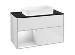 Villeroy und Boch Finion Waschtischunterschrank G652MTMT 100x60,3x50,1cm, Regal links White matt lacquer, White matt lacquer
