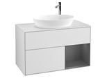 Villeroy und Boch Finion Waschtischunterschrank F901GKMT 100cm, Abdeckplatte white matt, Regale Anthracite matt lacquer, White matt lacquer