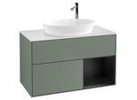 Villeroy und Boch Finion Waschtischunterschrank G901PDGM 100cm, Abdeckplatte white matt, Emotion, Regale Black matt lacquer, Olive Matt Lacquer