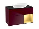 Villeroy und Boch Finion Waschtischunterschrank FA22HFHB 100cm, Abdeckplatte black matt, Regale Gold matt lacquer, Peony Matt