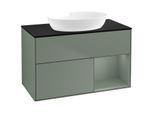 Villeroy und Boch Finion Waschtischunterschrank FA22GMGM 100cm, Abdeckplatte black matt, Regale Olive matt lacquer, Olive Matt Lacquer
