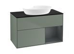 Villeroy und Boch Finion Waschtischunterschrank FA22HGGM 100cm, Abdeckplatte black matt, Regale Midnight matt lacquer, Olive Matt Lacquer