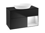 Villeroy und Boch Finion Waschtischunterschrank FA22MTPD 100cm, Abdeckplatte black matt, Regale White matt lacquer, Black matt lacquer
