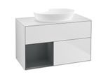 Villeroy und Boch Finion Waschtischunterschrank GA11HGMT 100cm, Abdeckplatte white matt, Emotion, Regale Midnight matt lacquer, White matt lacquer