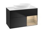 Villeroy und Boch Finion Waschtischunterschrank FA21PCPD 100cm, Abdeckplatte white matt, Regale Oak Veneer, Black matt lacquer
