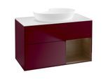 Villeroy und Boch Finion Waschtischunterschrank FA21GNHB 100cm, Abdeckplatte white matt, Regale Walnut Veneer, Peony Matt