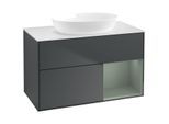 Villeroy und Boch Finion Waschtischunterschrank FA21GMHG 100cm, Abdeckplatte white matt, Regale Olive matt lacquer, Midnight Blue Matt Lacquer