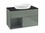 Villeroy und Boch Finion Waschtischunterschrank GA12HGGM 100cm, Abdeckplatte black matt, Emotion, Regale Midnight matt lacquer, Olive Matt Lacquer