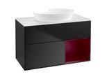 Villeroy und Boch Finion Waschtischunterschrank GA21HBPD 100cm, Abdeckplatte white matt, Emotion, Regale Peony matt lacquer, Black matt lacquer