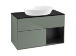 Villeroy und Boch Finion Waschtischunterschrank GA22PDGM 100cm, Abdeckplatte black matt, Emotion, Regale Black matt lacquer, Olive Matt Lacquer