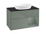 Villeroy und Boch Finion Waschtischunterschrank GA22GMGM 100cm, Abdeckplatte black matt, Emotion, Regale Olive matt lacquer, Olive Matt Lacquer