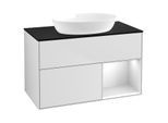 Villeroy und Boch Finion Waschtischunterschrank GA22MTMT 100cm, Abdeckplatte black matt, Emotion, Regale White matt lacquer, White matt lacquer