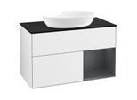 Villeroy und Boch Finion Waschtischunterschrank GA22HGGF 100cm, Abdeckplatte black matt, Emotion, Regale Midnight matt lacquer, Glossy white lacquer