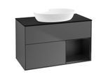 Villeroy und Boch Finion Waschtischunterschrank GA22PDGK 100cm, Abdeckplatte black matt, Emotion, Regale Black matt lacquer, Anthracite matt