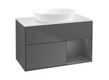 Villeroy und Boch Finion Waschtischunterschrank GA21GKGK 100cm, Abdeckplatte white matt, Emotion, Regale Anthracite matt lacquer, Anthracite matt