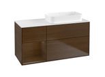 Villeroy und Boch Finion Waschtischunterschrank F681GNGN 120x60,3x50,1cm, Regal links Walnut veneer, Walnut veneer
