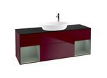 Villeroy und Boch Finion Waschtischunterschrank F982GMHB 160cm, Abdeckplatte black matt, Regale Olive matt lacquer, Peony Matt