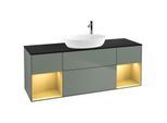 Villeroy und Boch Finion Waschtischunterschrank F982HFGM 160cm, Abdeckplatte black matt, Regale Gold matt lacquer, Olive Matt Lacquer