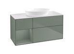 Villeroy und Boch Finion Waschtischunterschrank FA61GMGM 120cm, Abdeckplatte white matt, Regale Olive matt lacquer, Olive Matt Lacquer