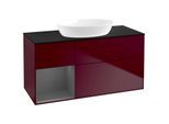 Villeroy und Boch Finion Waschtischunterschrank FA62GKHB 120cm, Abdeckplatte black matt, Regale Anthracite matt lacquer, Peony Matt
