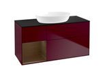 Villeroy und Boch Finion Waschtischunterschrank FA62GNHB 120cm, Abdeckplatte black matt, Regale Walnut Veneer, Peony Matt