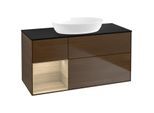 Villeroy und Boch Finion Waschtischunterschrank FA62PCGN 120cm, Abdeckplatte black matt, Regale Oak Veneer, Walnut veneer