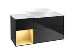 Villeroy und Boch Finion Waschtischunterschrank FA61HFPD 120cm, Abdeckplatte white matt, Regale Gold matt lacquer, Black matt lacquer