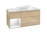 Villeroy und Boch Finion Waschtischunterschrank FA61GFPC 120cm, Abdeckplatte white matt, Regale Glossy white lacquer, Oak Veneer