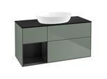 Villeroy und Boch Finion Waschtischunterschrank FA62PDGM 120cm, Abdeckplatte black matt, Regale Black matt lacquer, Olive Matt Lacquer