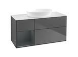 Villeroy und Boch Finion Waschtischunterschrank FA61HGGK 120cm, Abdeckplatte white matt, Regale Midnight matt lacquer, Anthracite matt