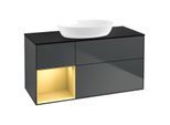 Villeroy und Boch Finion Waschtischunterschrank GA62HFHG 120cm, Abdeckplatte black matt, Emotion, Regale Gold matt lacquer, Midnight Blue Matt Lacquer