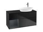 Villeroy und Boch Finion Waschtischunterschrank F922HGPD 120cm, Abdeckplatte black matt, Regale Midnight matt lacquer, Black matt lacquer