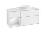 Villeroy und Boch Finion Waschtischunterschrank GA61MTGF 120cm, Abdeckplatte white matt, Emotion, Regale White matt lacquer, Glossy white lacquer