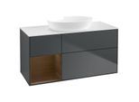 Villeroy und Boch Finion Waschtischunterschrank GA61GNHG 120cm, Abdeckplatte white matt, Emotion, Regale Walnut Veneer, Midnight Blue Matt Lacquer