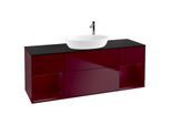 Villeroy und Boch Finion Waschtischunterschrank G982HBHB 160cm, Abdeckplatte black matt, Emotion, Regale Peony matt lacquer, Peony Matt