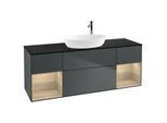Villeroy und Boch Finion Waschtischunterschrank G982PCHG 160cm, Abdeckplatte black matt, Emotion, Regale Oak Veneer, Midnight Blue Matt Lacquer