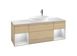 Villeroy und Boch Finion Waschtischunterschrank G981MTPC 160cm, Abdeckplatte white matt, Emotion, Regale White matt lacquer, Oak Veneer