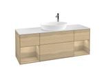 Villeroy und Boch Finion Waschtischunterschrank G981PCPC 160cm, Abdeckplatte white matt, Emotion, Regale Oak Veneer, Oak Veneer