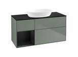 Villeroy und Boch Finion Waschtischunterschrank GA62PDGM 120cm, Abdeckplatte black matt, Emotion, Regale Black matt lacquer, Olive Matt Lacquer