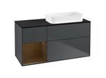 Villeroy und Boch Finion Waschtischunterschrank G682GNHG 120x60,3x50,1cm, Regal links Walnut veneer, Midnight Blue Matt Lacquer