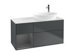 Villeroy und Boch Finion Waschtischunterschrank F921GKHG 120cm, Abdeckplatte white matt, Regale Anthracite matt lacquer, Midnight Blue Matt Lacquer