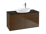 Villeroy und Boch Finion Waschtischunterschrank G91200GN 120x60,3cm, Emotion, Abdeckplatte black matt, Walnut veneer