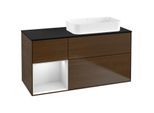 Villeroy und Boch Finion Waschtischunterschrank G682MTGN 120x60,3x50,1cm, Regal links White matt lacquer, Walnut veneer
