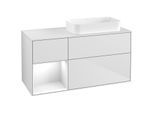 Villeroy und Boch Finion Waschtischunterschrank G681GFMT 120x60,3x50,1cm, Regal links Glossy white lacquer, White matt lacquer