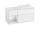 Villeroy und Boch Finion Waschtischunterschrank G681MTGF 120x60,3x50,1cm, Regal links White matt lacquer, Glossy white lacquer